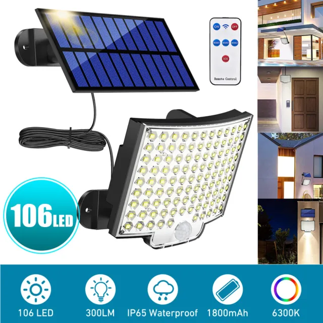 900000LM LED Solar Street Light Security Flood Lamp Motion Sensor Outdoor Wall