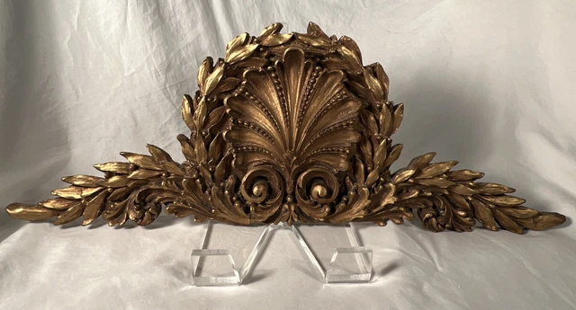 Architectural Over The Door Window Wall Decor Pediment Hollywood Regency 21" EUC