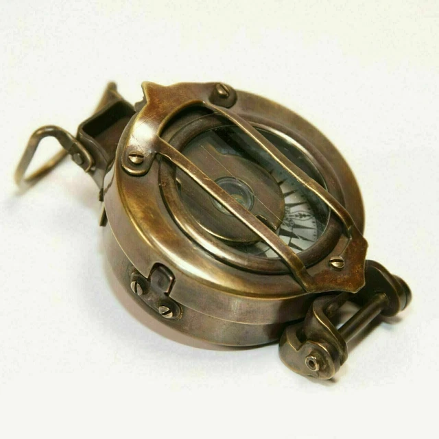 Nautical Antique Brass Vintage WWII Military Pocket Compass christmas