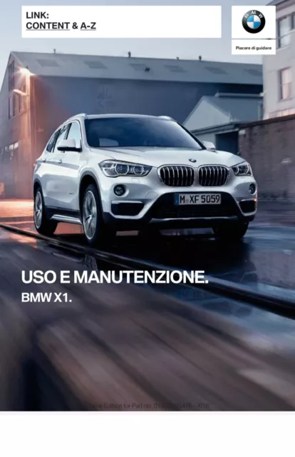 BMW X1 F48  Service Manuale di istruzioni uso e manutenzione pdf ita 2015-2020