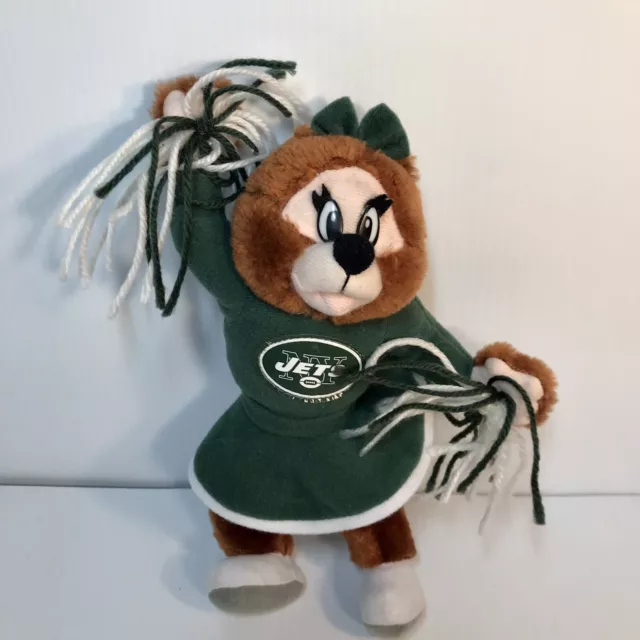 Vintage New York Jets NFL Bear 1999 Nanco Cheerleader Plush Stuffed Animal 9”