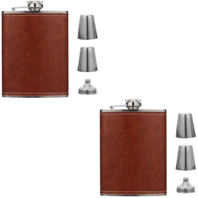 2 juegos de frasco de licor de acero inoxidable con bandera de bolsillo para hombre Miss