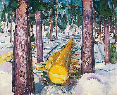 The Yellow Log Edvard Munch Baumstamm Wald Bäume Fällen Schnee Winter B A3 01520