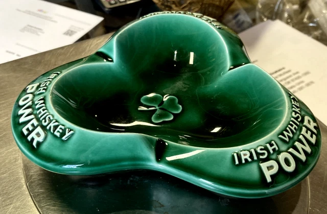 Ancien Cendrier Publicitaire Irish Whiskey Power Trèfle porte savon deco Bar