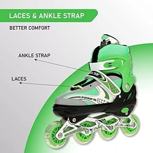 VEERA 732-733 Adjustable Inline Skates, Roller Skates for Kids with All Wheel Li