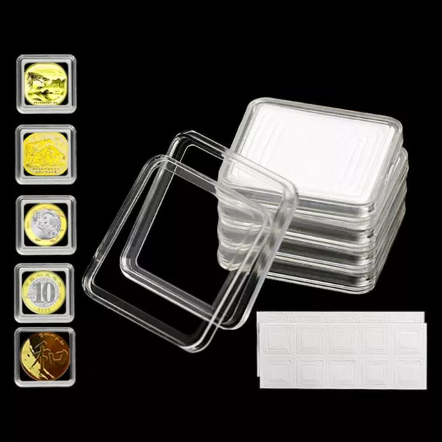 50Pcs Single Square Plastic Coin Collection Capsule Box Storage Holder Container