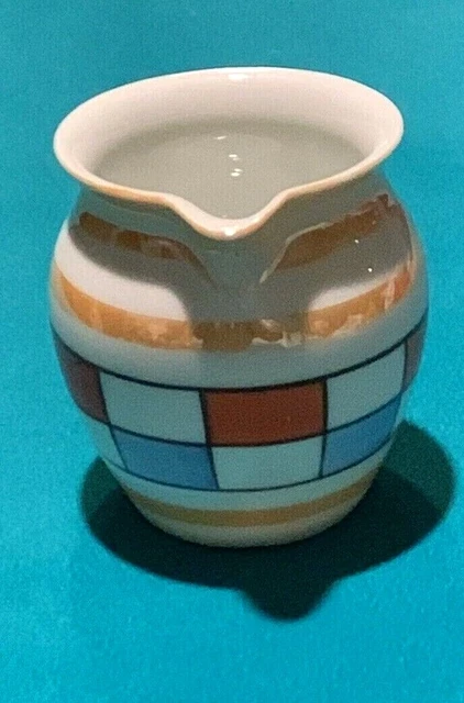 Antique 1921 CZECH. UNION K  Porcelain Lusterware Colorblock 3" Creamer, Pitcher
