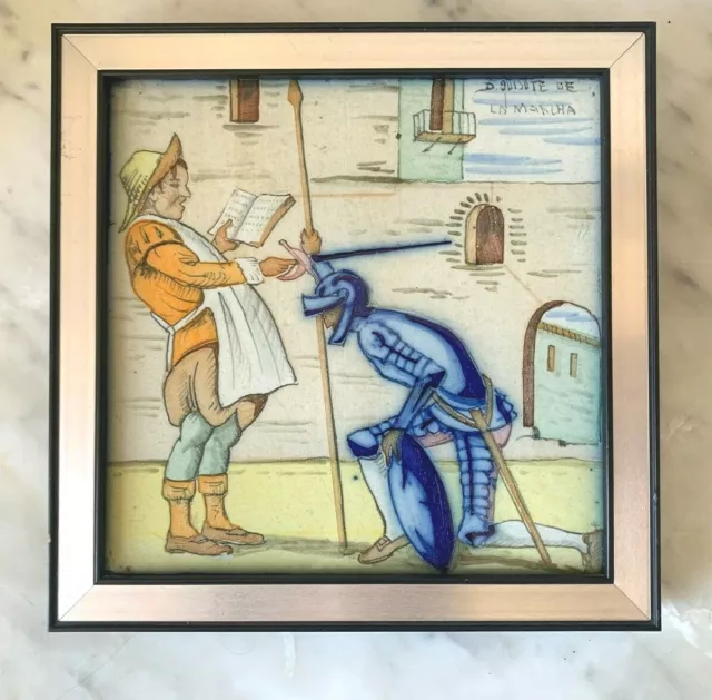 Antique Spanish Ceramic Hand Painted Tile