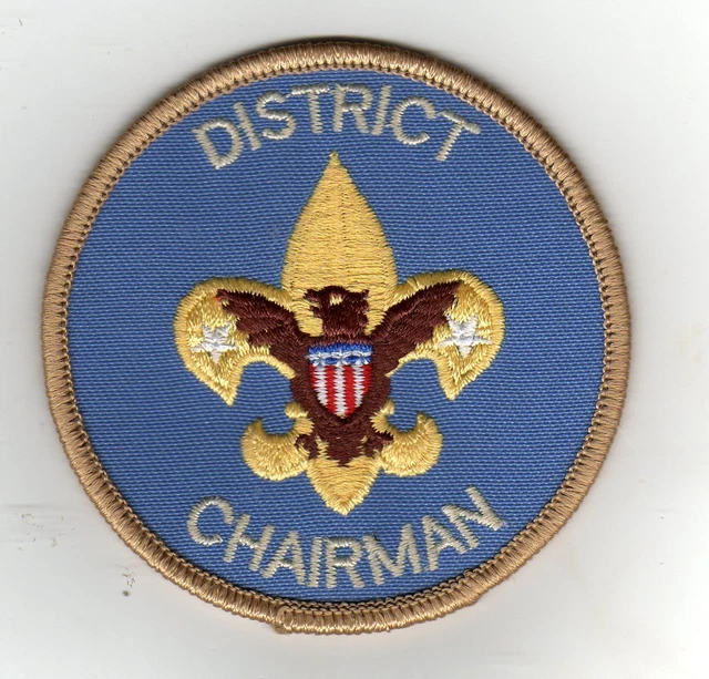 DISTRICT CHAIRMAN PATCH (1973-2009), Lt-Blue Bkgd, Clear Plastic Over ...