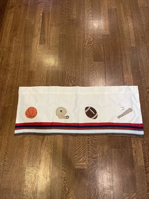 Pottery Barn Kids Valance Sports Theme Baseball Basketball Football White