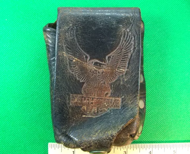 Vintage Harley Davidson Distressed Leather Belt Pouch Cigarette Case Old School