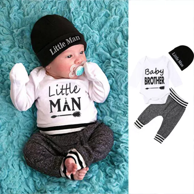 Abiti da piccolo uomo neonato bambini neonato tuta pantaloni set cappello vestiti