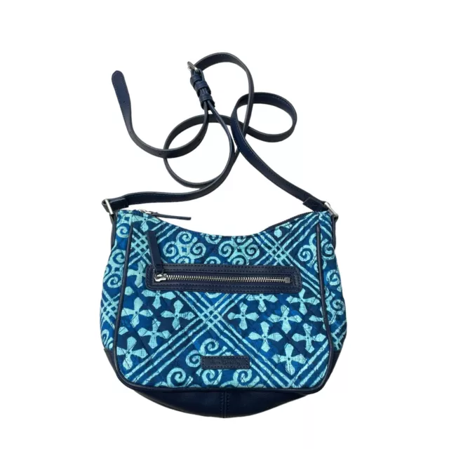 Vera Bradley Mini Vivian Crossbody Cuban Tiles Quilted Blue Purse Shoulder Bag