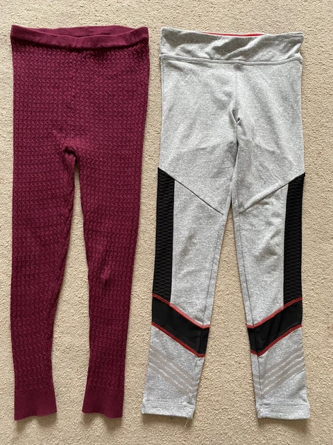 Girls bundle Leggings X2 warm age 8-9 Wine Red, Grey From Primark Pre-worn