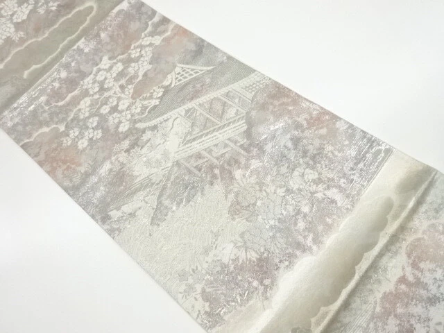 5263213: Japanese Kimono / Vintage Fukuro Obi / Woven Scenery
