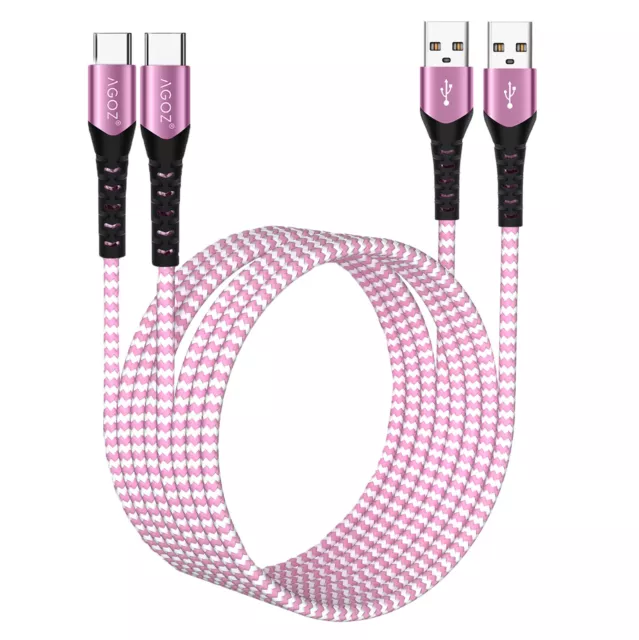 2Pack Pink USB-C Cable FAST Charger Cord for Samsung Galaxy S24 S23 A14 A25 A54