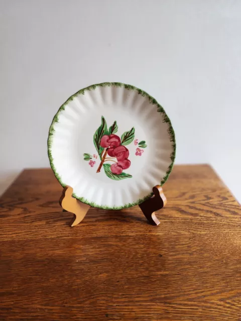 Vintage Blue Ridge Hand Painted  Plate 8.25 in Fruit Floral Pink Green Leaves