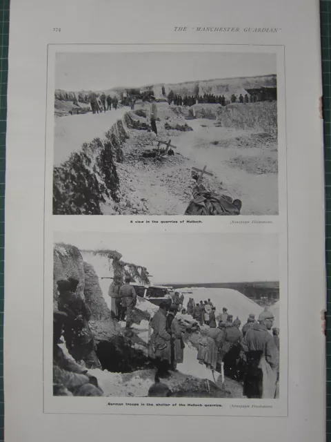 1915 Wwi Ww1 Print ~ Quarries Of Hulluch ~ German Troops At Shelter