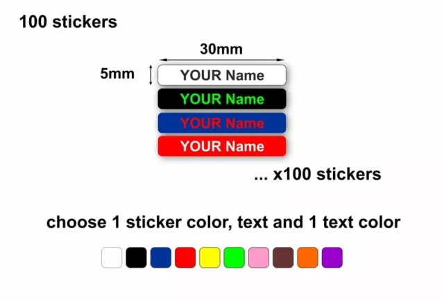 100 x personalised labels sticker waterproof name kids school