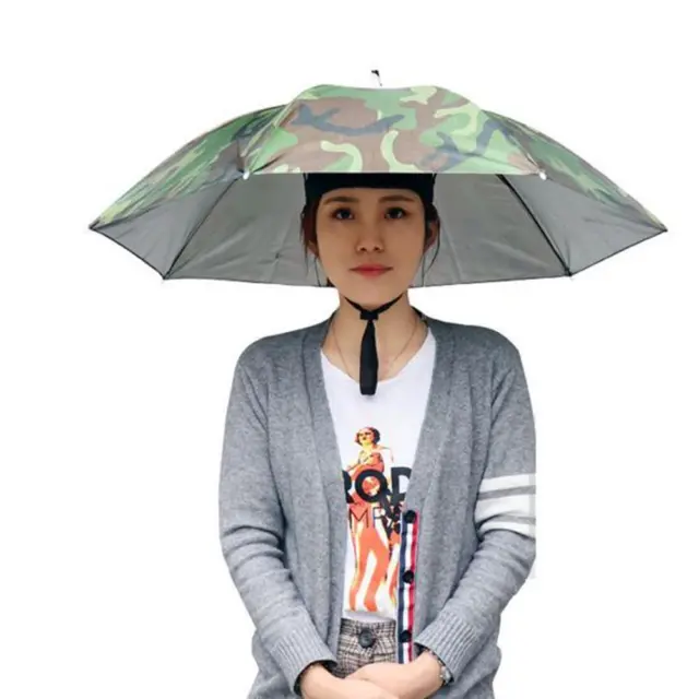 Portable Foldable Rain Sun Umbrella Head Hat Fishing Camping Headwear Q5U3 A4O2