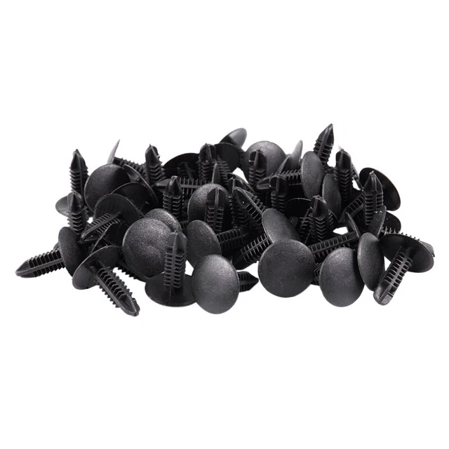 5mm x 5mm Hole Dia Black Plastic Rivets Fastener Push Clips 48 Pcs I7K1h