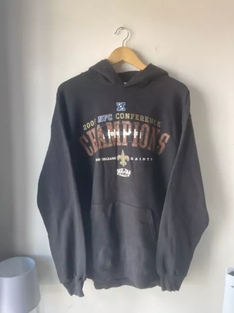 Felpa con cappuccio da uomo NFL Team Apparel taglia large nera New Orleans Saints