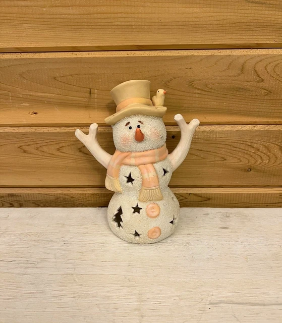 Portavelas de luz de té muñeco de nieve de Navidad