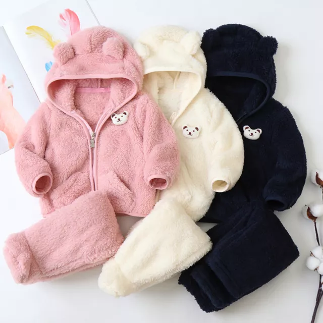 Newborn Infant Baby Boy Girl Fleece Jacket Winter Clothes Hooded Coat Tops