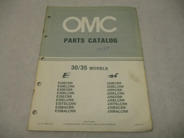 394675 OMC Evinrude Johnson 1984 Outboard 30 & 35 HP Parts Catalog