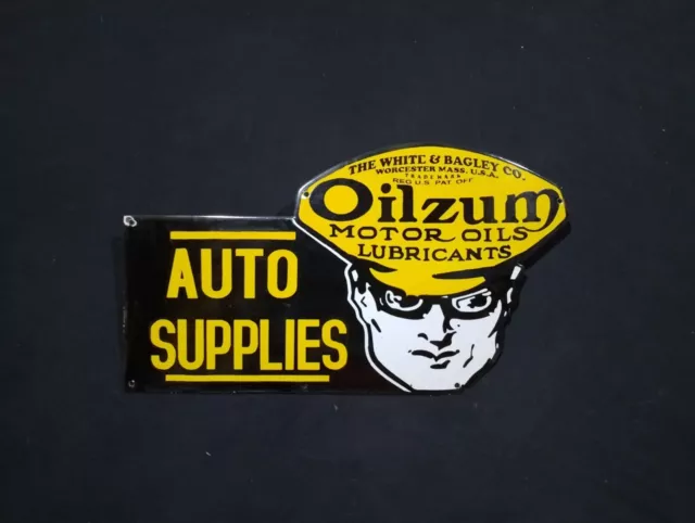 Porcelain Oilzum Motor Oil Enamel Metal Sign Size 30" x 17" Inches
