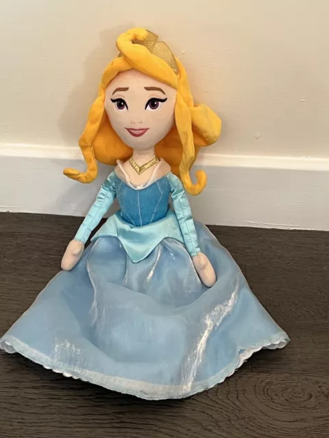 Disney Store Princess Aurora Blue Dress Sleeping Beauty Plush Soft Teddy Doll