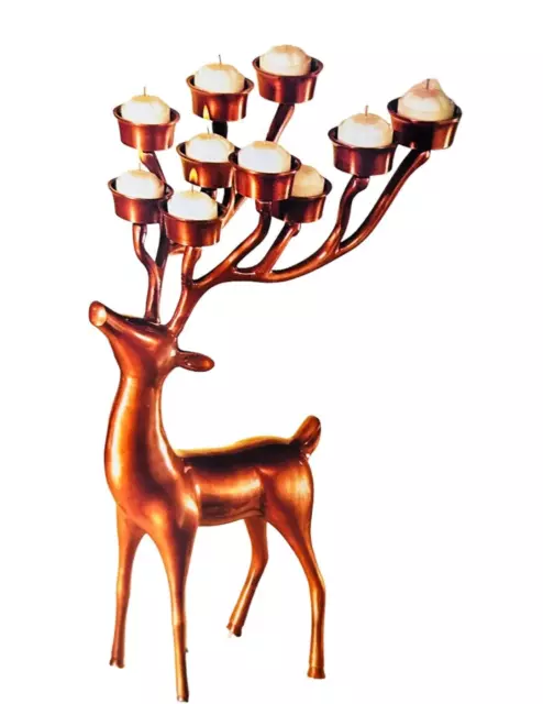 Copper Reindeer Candelabra Candle Holder 19" Members Mark Christmas Decor NEW