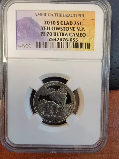 2010-S CLAD PROOF Quarter Yellowstone National Park NGC PF70UCAM 25 Cent