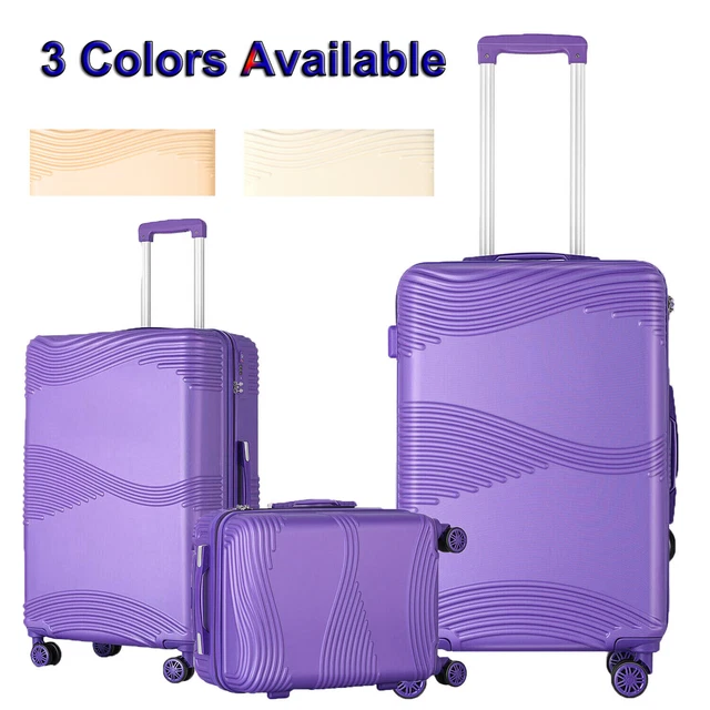 3 Pieces Lightweight Durable Hard Shell Suitcase Set w/TSA Lock Spinner Wheels
