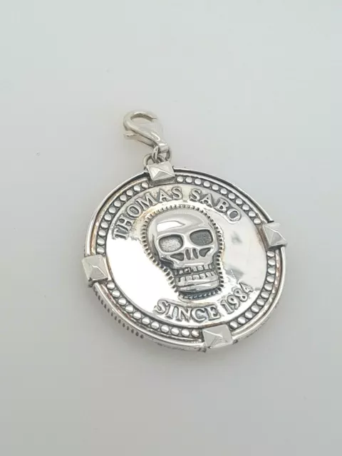 Thomas Sabo CC1698 Charm Club Sterling Silver Rebel Skull Coin RRP $229