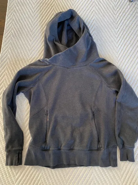 Lululemon Womens Long Sleeve Pullover Hoodie Charcoal Gray Size 10 Joey Pouch