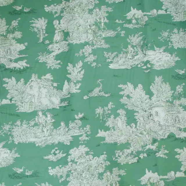 Toile de Jouy coton Pastorale Verte [au demi-mètre]