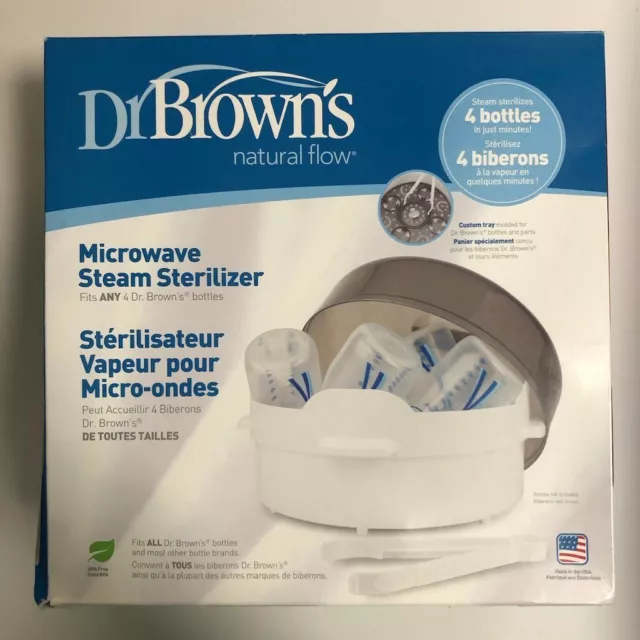 Dr. Browns Microwave Steam Sterilizer Natural Flow. Up to 4 Baby Feeding Bottles