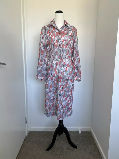 Vintage Kenwall Collared Dress With Belt Size 14