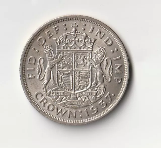 1937 George VI Silver Coronation Commemorative Crown unc Condition