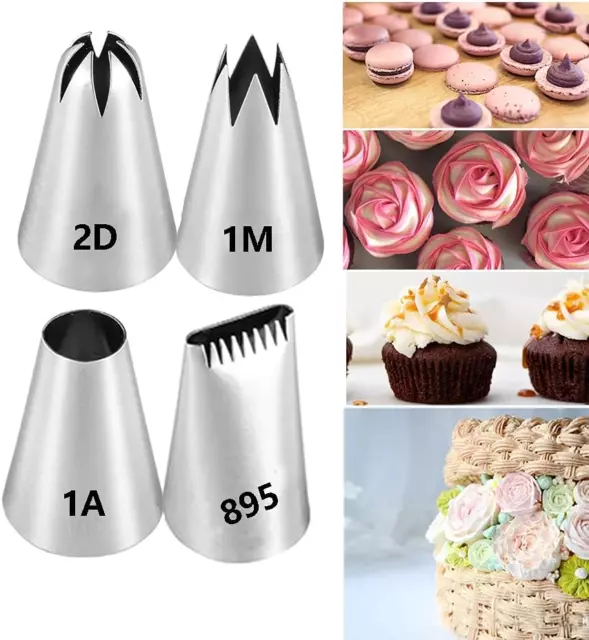 Cake Decorating Large Icing Piping Nozzle Set,4 Cake Piping Nozzles Tips Kit for