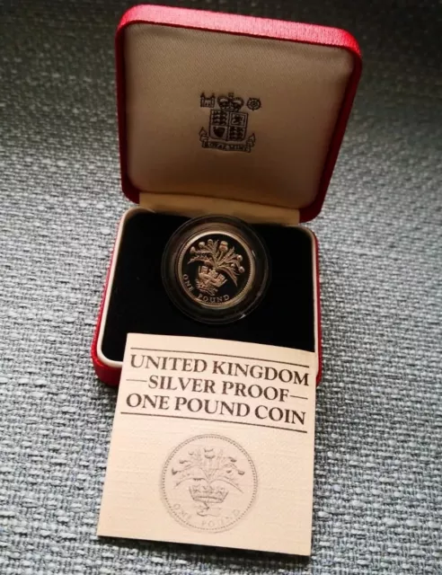 Royal Mint - 1984 UK Silver Proof £1 Coin Thistle Piedfort (Dual Use COA) (004)