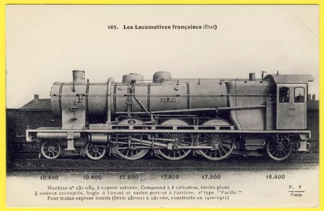 cpa LOCOMOTIVE à VAPEUR 2e TYPE " PACIFIC " pour TRAINS EXPRESS LOURDS de 1910
