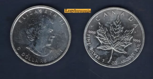 Canada - 5 Dollars 2011 Feuille Mapple Leaf 1 once d argent  1 OZ 999% Silver