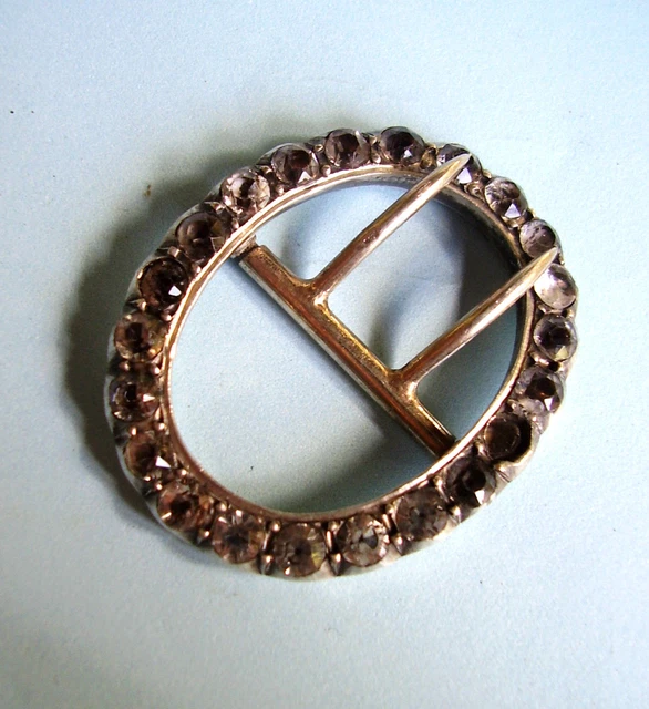 Boucle De Ceinture Art Nouveau En Laiton Doré - Perles émaillées - Fin XIXe Siècle - Occasion Très Bon état