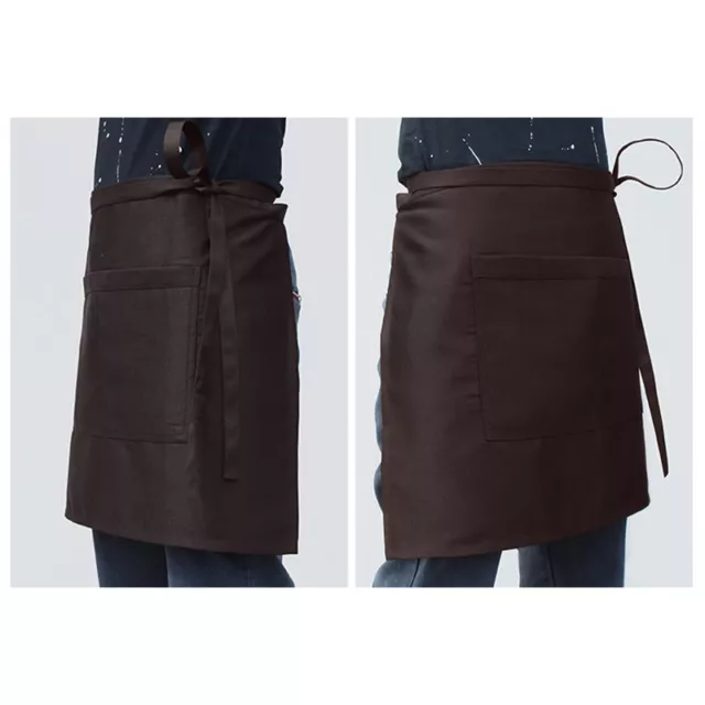 Short Waist Bistro Half Apron Bar Cafe Pub Waiter Barista Baker Chef Two Pockets