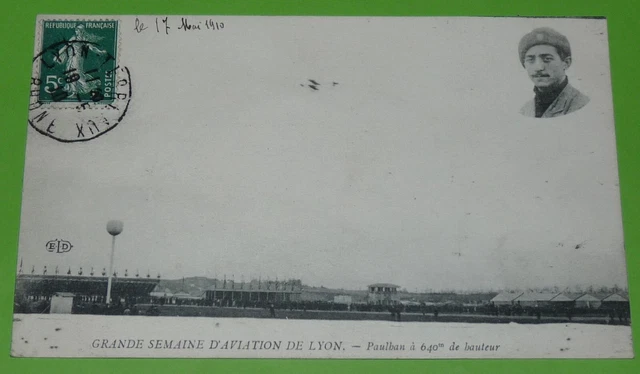 Carte Postale Ancienne - Grande Semaine D'Aviation Lyon - Van Den Born Sur Biplan Farman