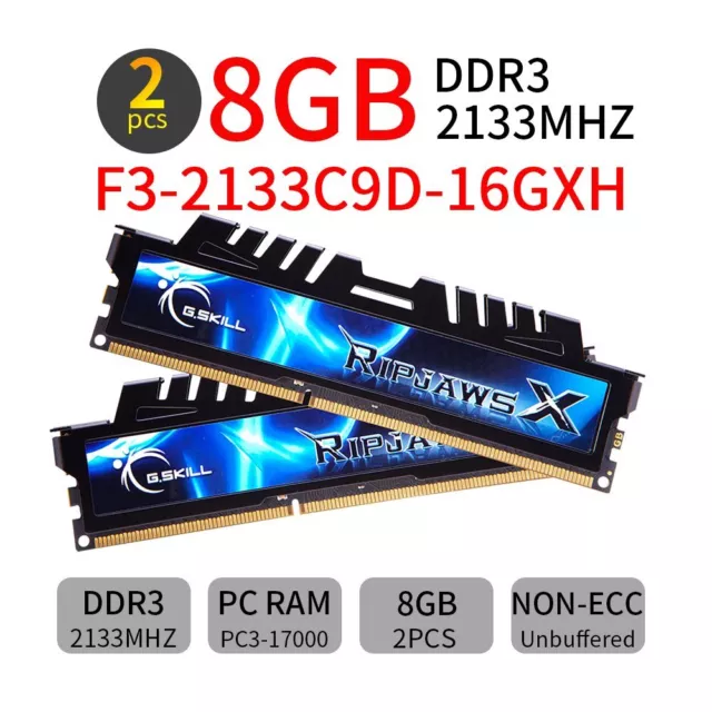 G.Skill Ripjaws 16Go 2x 8Go DDR3 OC 2133MHz F3-2133C9D-16GXH DIMM Mémoire RAM FR