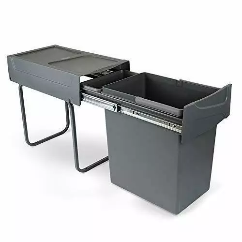 EMUCA Küchenabfalleimer - ausziehbarer Recycle-Mülleimer - 20 L - Anthrazitgrau