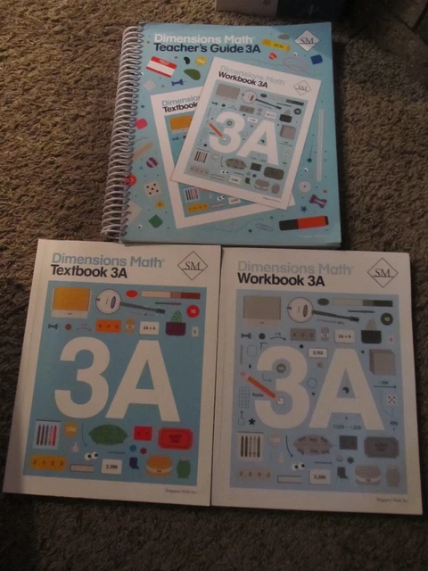 SINGAPORE MATH DIMENSIONS MATHEMATICS 3A SET Textbook Workbook Teacher ...